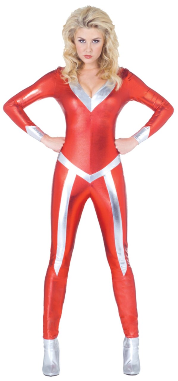 The Costume Center Silver and Red Flame Jumpsuit Women Adult Halloween Costume - Extra Large